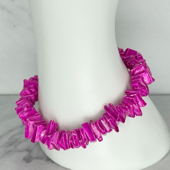 Pink Purple Puka Shell Beaded Screw Clasp Bracelet - Picture 7 of 9
